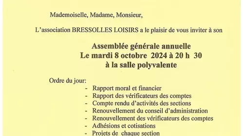 assemblée générale association Bressolles Loisirs